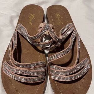 Scarlett Women's Brown and Silver Sandals